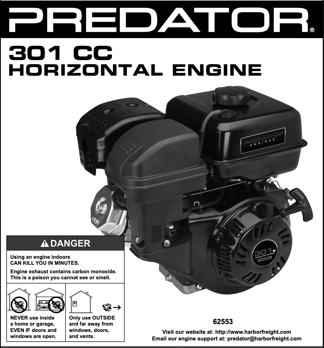 Predator Engine Distributor Harbor Freight PREDATOR 301cc 8 HP Technical Specifications