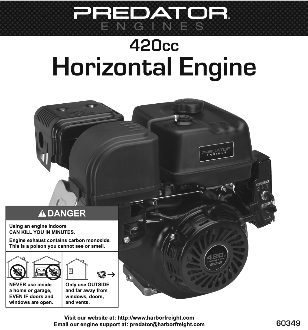 Harbor Freight PREDATOR 420cc 13 HP Technical Specifications
