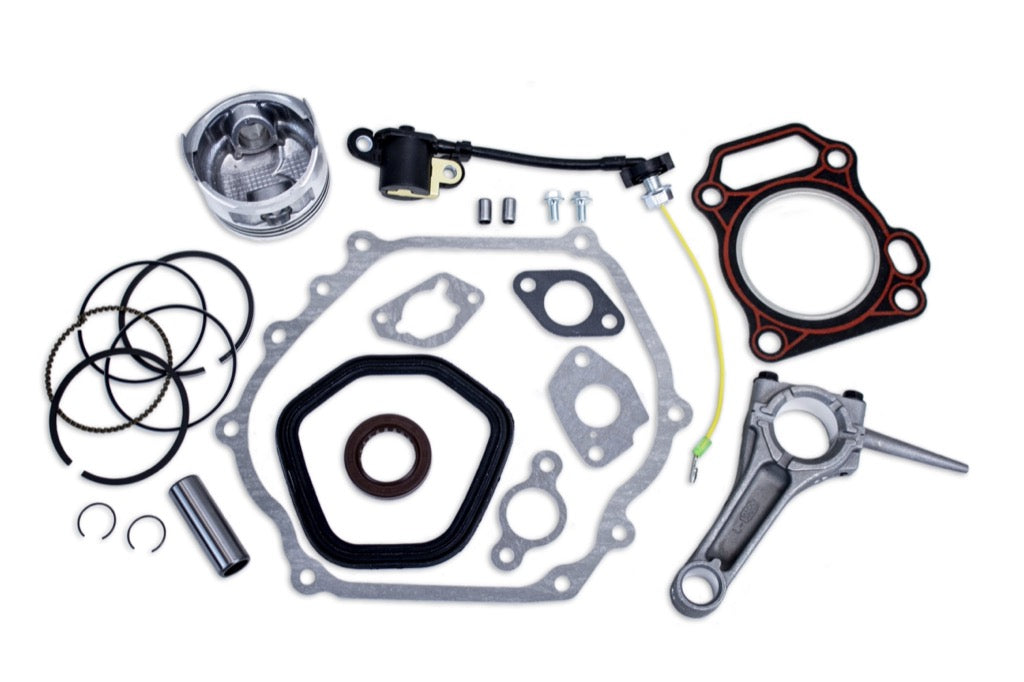 Top end rebuild kit for Honda GX240 8HP with piston kit, connecting rod, gasket kit and low oil sensor