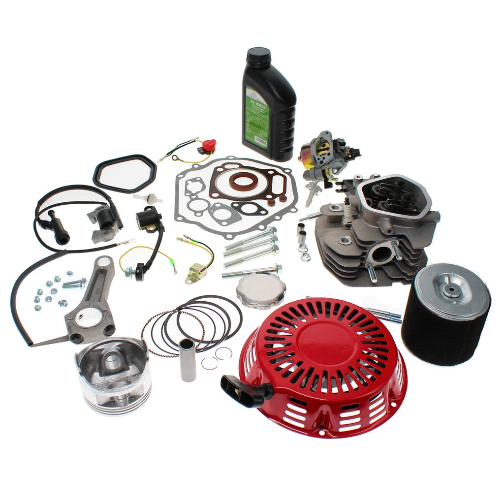 Cylinder Head Rebuild & Tune Up Kit fits Honda GX390 13HP Recoil, Piston Kit, Gasket Kit, Connecting Rod, Air Filter, Ignition Coil