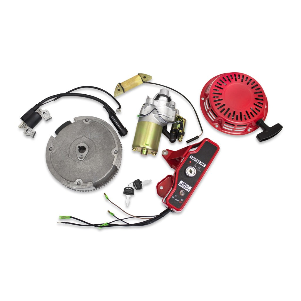 Electric Starter Motor Kit fits Honda GX160, GX200 with Recoil Pull Start, Ignition Coil, Flywheel-1