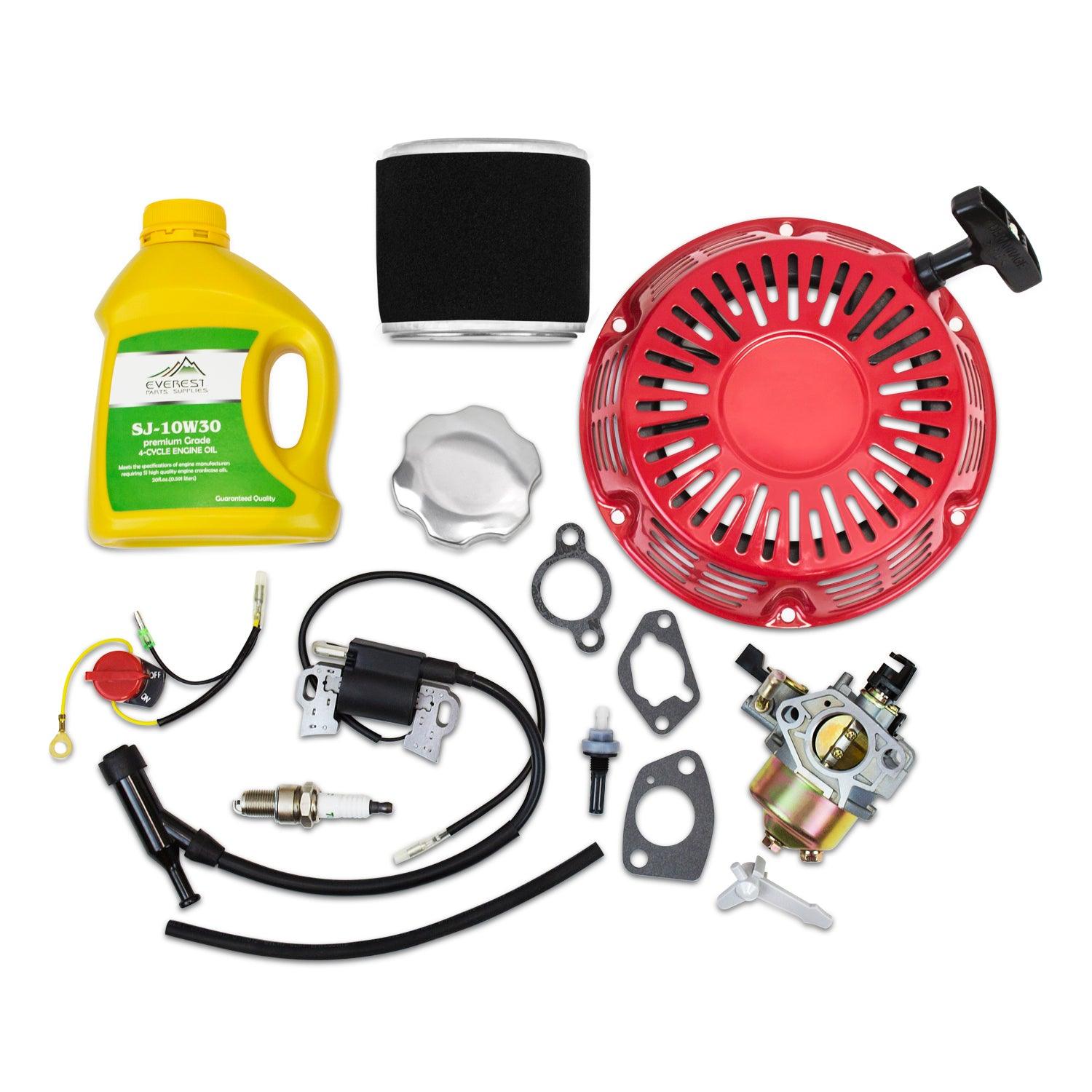 Tune Up Kit fits Honda GX340, GX390 with Carburetor, Recoil, Ignition Coil, Spark Plug, Air Filter